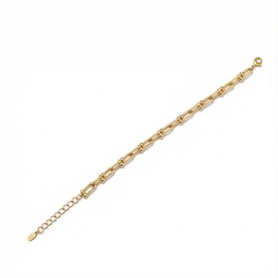 Minimal Halkalı Zincir Çelik Bileklik - 14K Altın Kaplama - 18+5 cm