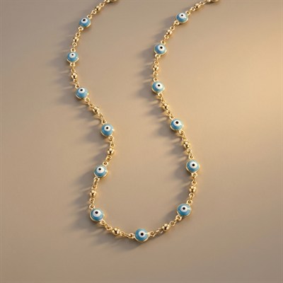 Nazar Boncuğu Kolye - 14k Altın Kaplama - 45+3 cm
