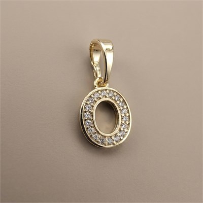 O Harfi Zirkon Taşlı Minimal Kolye Ucu  - 14k Altın Kaplama - 8 x 16 mm