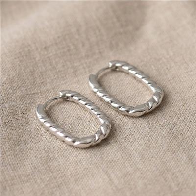 Örgü Desenli Halka Küpe - Beyaz Altın Kaplama - 22 mm