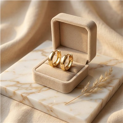 Orta Kalın Halka Çelik Küpe - 14K Altın Kaplama - 2 cm çap