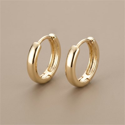 Parlak Çelik Halka Küpe  - 14k Altın Kaplama - 17 mm çap