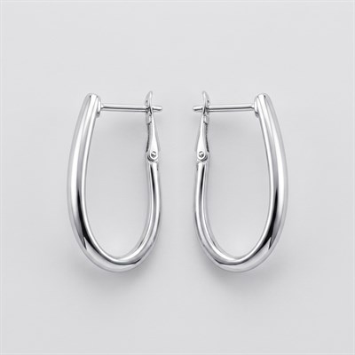 Parlak Yüzeyli Oval Klipsli Küpe  - Beyaz Altın Kaplama - 33 mm
