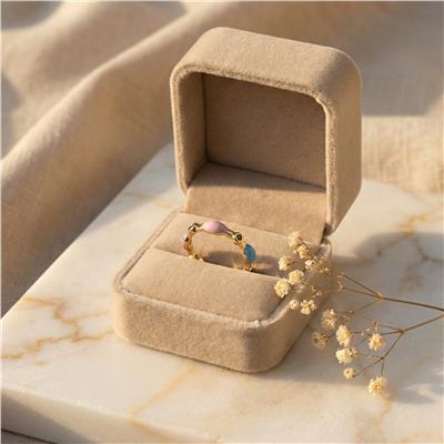 Pastel Renkli Ayarlanabilir Yüzük - 14K Altın Kaplama