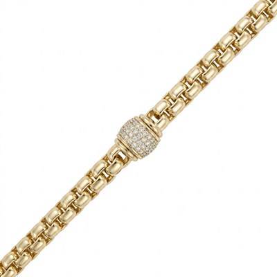 Pave Detaylı Zirkon Taşlı Zincir Bileklik - 14k Altın Kaplama - 17 cm