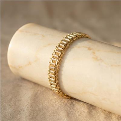 Silindir Örme Hasır Bileklik - 14K Altın Kaplama - 17 cm