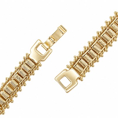 Silindir Örme Hasır Bileklik - 14K Altın Kaplama - 17 cm
