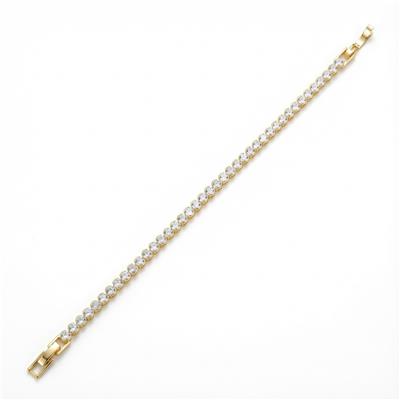 Su Yolu Zirkon Taşlı Çelik Bileklik - 14K Altın Kaplama - 17 cm