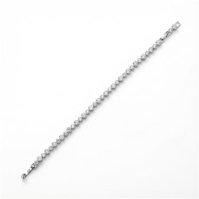 Tek Sıra Taşlı Çelik Bileklik - Beyaz Altın Kaplama - 17+2 cm