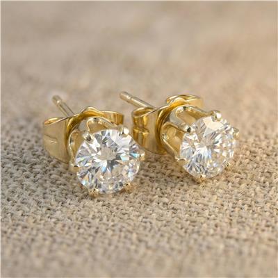 Tektaş Zirkon Küpe - 14K Altın Kaplama - 6 mm
