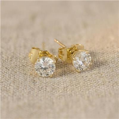 Tektaş Zirkon Küpe - 14K Altın Kaplama - 5mm