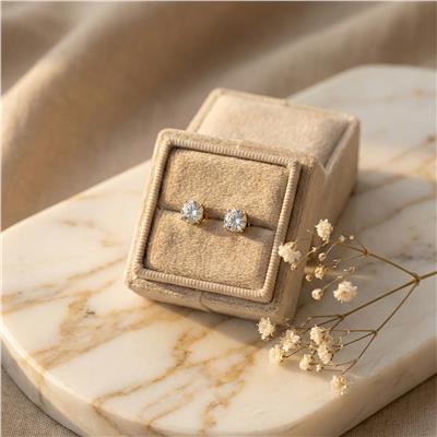 Tektaş Zirkon Küpe - 14K Altın Kaplama - 5mm