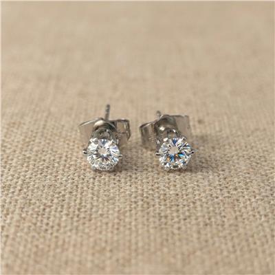 Tektaş Zirkon Küpe - Beyaz Altın Kaplama - 5 mm
