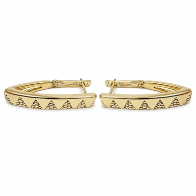 Üçgen Motifli Damla Küpe - 14K Altın Kaplama - 24 mm