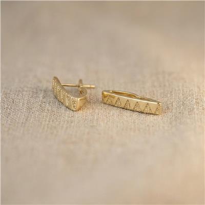 Üçgen Motifli Damla Küpe - 14K Altın Kaplama - 24 mm