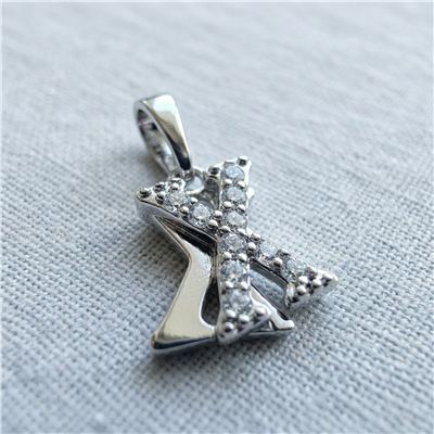 X Harfi Zirkon Taş Detaylı Kolye Ucu - Beyaz Altın Kaplama - 18 mm