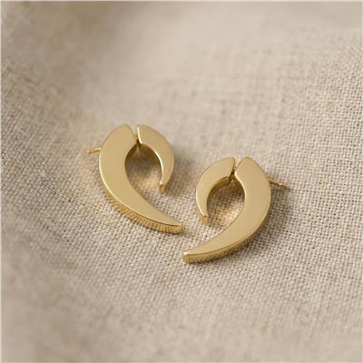 Yarım Ay Halka Küpe - 14K Altın Kaplama - 27 mm