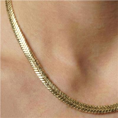 Yassı Balık Sırtı Kolye - 14K Altın Kaplama - 55 cm