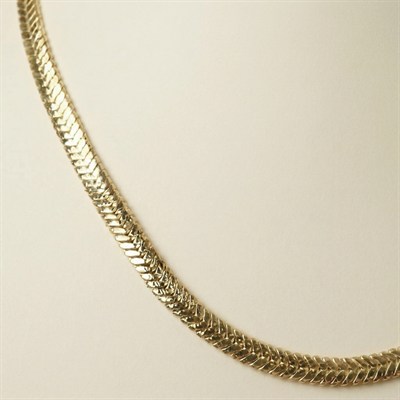 Yassı Balık Sırtı Kolye - 14K Altın Kaplama - 55 cm