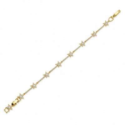 Yıldız Zirkon Taşlı Bileklik - 14K Altın Kaplama - 17 cm