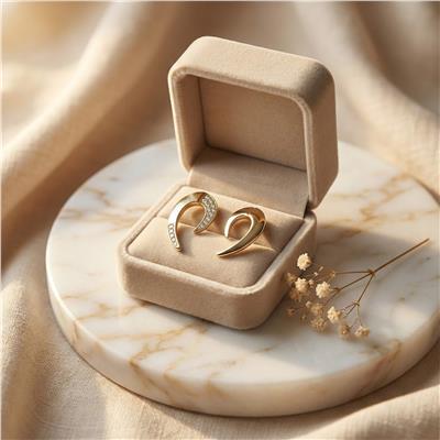 Zirkon Taşlı Hilal Küpe - 14K Altın Kaplama - 17 mm ve 21 mm