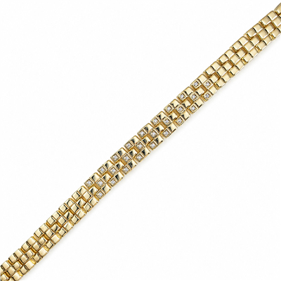 Zirkon Taşlı İtalyan Bileklik - 14k Altın Kaplama - 17+1 cm