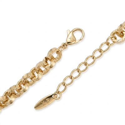 Zirkon Taşlı Nazar Boncuklu Oval Zincir Bileklik  - 14k Altın Kaplama - 19+3 cm
