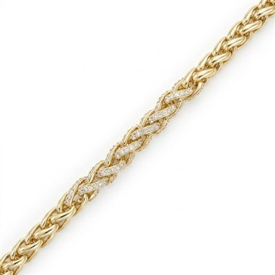 Zirkon Taşlı Örgü Bileklik - 14k Altın Kaplama - 17+3 cm