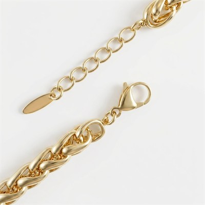 Zirkon Taşlı Örgü Bileklik - 14k Altın Kaplama - 17+3 cm