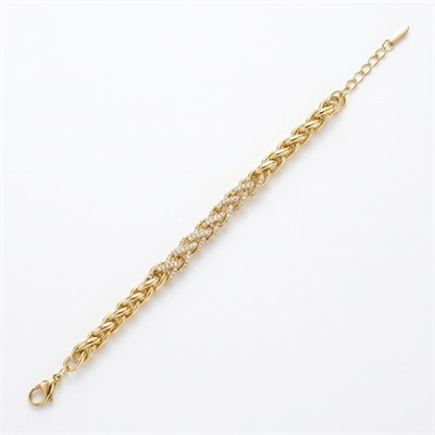 Zirkon Taşlı Örgü Bileklik - 14k Altın Kaplama - 17+3 cm