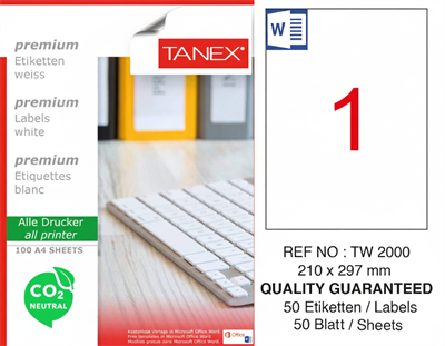 TW-2000 210x297 mm CARBON NEUTRAL LASER ETİKET 
