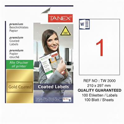 TW-2000 210x297 mm GOLD LASER ETİKET 