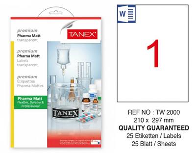 TW-2000 210x297 mm PHARMA MATT LASER ETİKET 