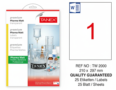 TW-2000 210x297 mm PHARMA MATT LASER ETİKET 