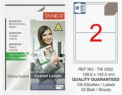 TW-2002 199,6x143,5 mm GLOSSY LASER ETİKET 