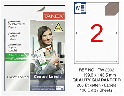 TW-2002 199,6x143,5 mm GLOSSY LASER ETİKET 