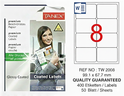 TW-2008 99,1x67,7 mm GLOSSY LASER ETİKET 