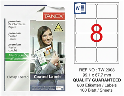 TW-2008 99,1x67,7 mm GLOSSY LASER ETİKET 