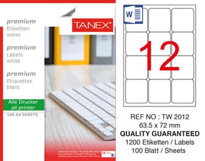 TW-2012 63,5x72 mm LASER ETİKET .