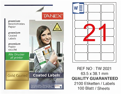 TW-2021 63,5x38,1 mm GOLD LASER ETİKET 