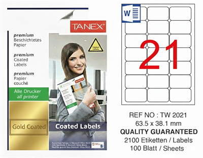 TW-2021 63,5x38,1 mm GOLD LASER ETİKET 
