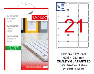 TW-2021 63,5x38,1 mm LASER ETİKET .