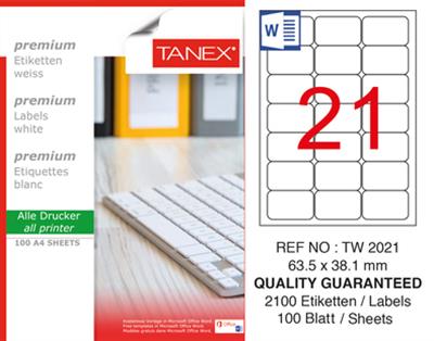 TW-2021 63,5x38,1 mm LASER ETİKET .