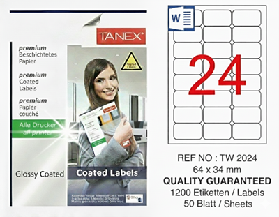 TW-2024 64x34 mm GLOSSY LASER ETİKET 