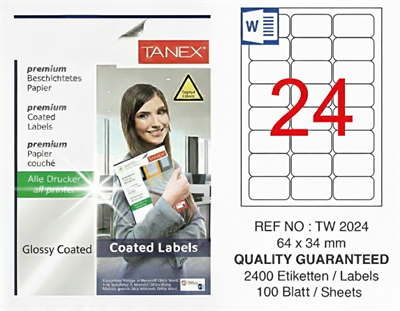 TW-2024 64x34 mm GLOSSY LASER ETİKET 