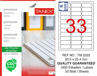 TW-2033 63,5x25,4 mm CARBON NEUTRAL LASER ETİKET 