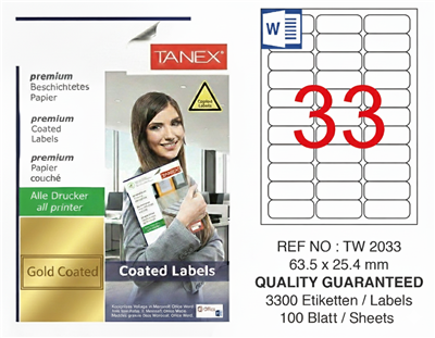 TW-2033 63,5x25,4 mm GOLD LASER ETİKET 
