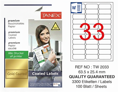 TW-2033 63,5x25,4 mm GOLD LASER ETİKET 