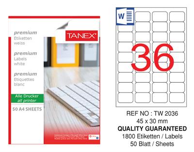 TW-2036 45x30 mm LASER ETİKET .