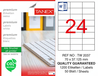 TW-2037 70x37,125 mm CARBON NEUTRAL LASER ETİKET 